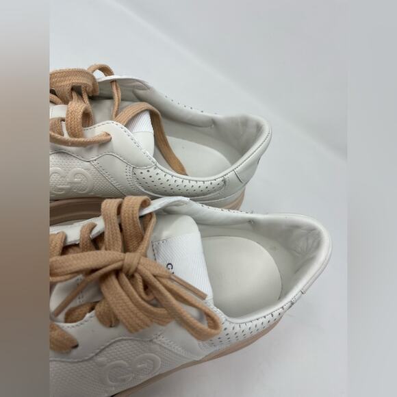 Gucci White Jumbo GG Embossed Leather Low Top Tennis Platform Sneaker size 42 - Picture 8 of 9